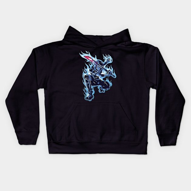 Blue ninja warrior Kids Hoodie by DaSy23